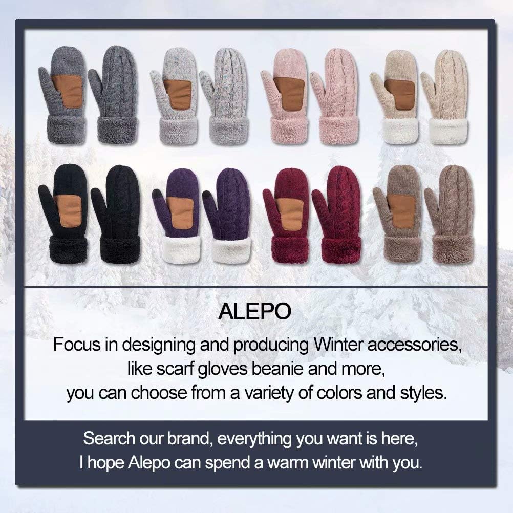 Winter Wool Mitten Gloves For Women, Warm Knit Touchscreen Thermal Cable Gloves With Thick Fleece Lining (Soft Gray) at  Women’s Clothing store