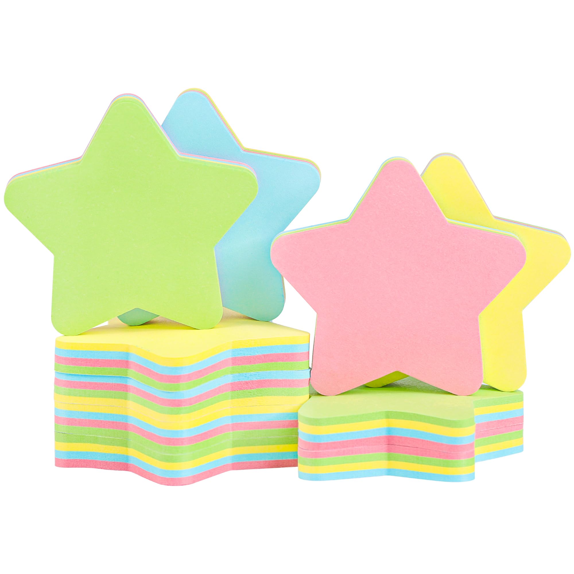 1000 Sheets Sticky Notes - 10 Pads 70×70mm Star Shaped - 4 Mixed Colors Removable Self Stick Notes Memo Cute Post for Office/Home/Kitchen/Baking/School Bulk Sale