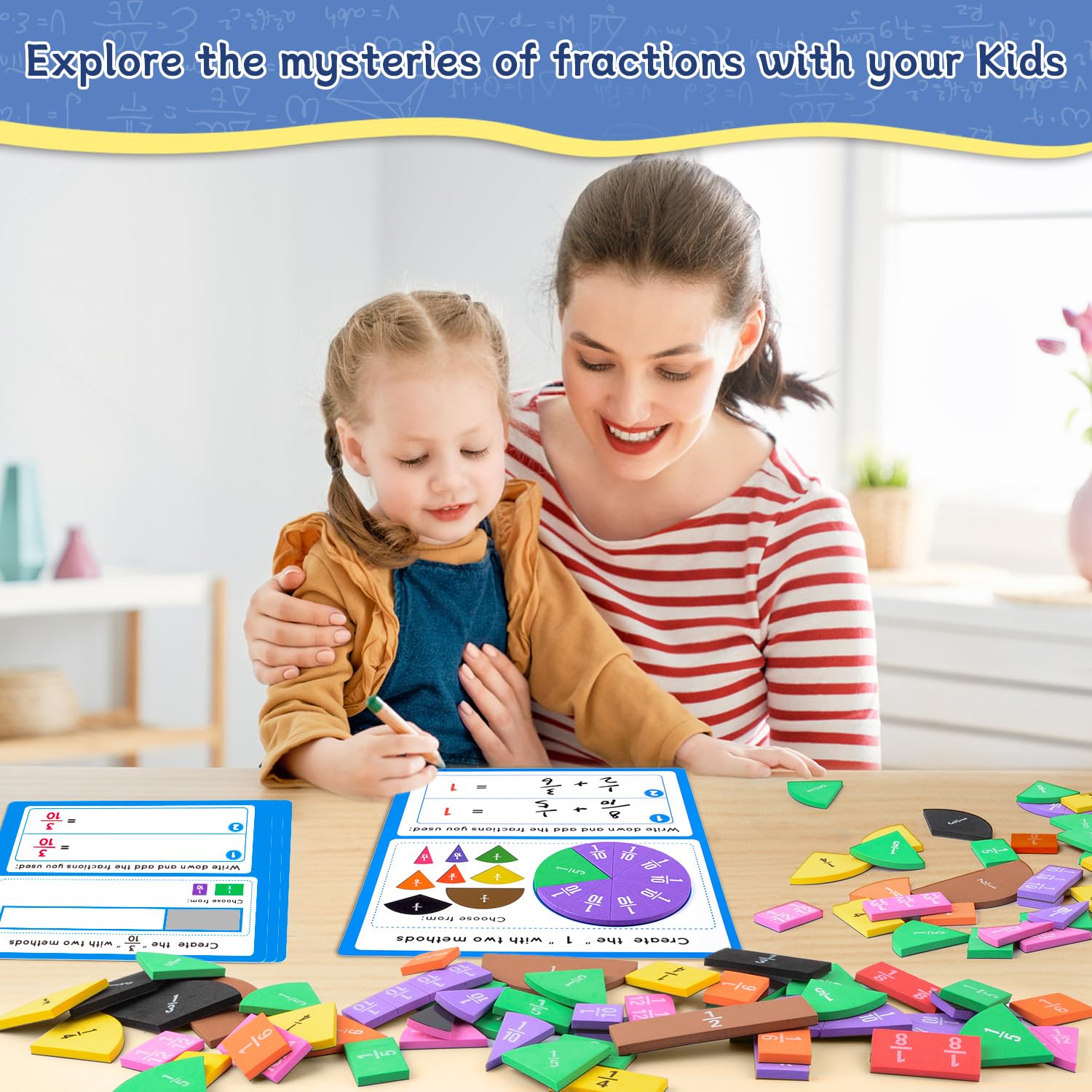 Magnetic Fraction Tiles & Fraction Circles Set-Fraction Manipulatives, Math Manipulatives 4th Grade, Classroom Must Haves Teaching Tools-Fraction Games & Algebra Tiles & Fraction Strips for Kids