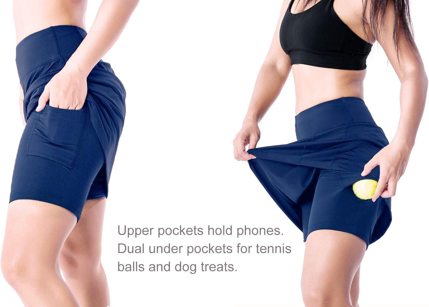 Yogipace Women's UV Protection 17" Long Tennis Running Golf Skort Active Skirt: Clothing