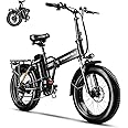 Cybervelo 1000W Folding Electric Bike, 48V 20.8AH Large Removable Battery E-Bike, 30+MPH, 80 Miles Max Range, 20" Fat Tire Electric Bike for Adults, Adult Electric Bicycles for Commute