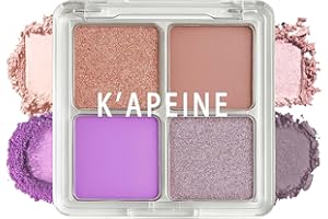K'APEINE 4-Color Eyeshadow Palette, Purple Eyeshadow Quad Natural Matte Eyeshadows Makeup Palette Highly Pigmented Long-Lasti