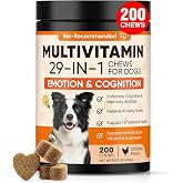 29 in 1 Dog Vitamins and Supplements 200 Ct Advanced Dog Multivitamin Chews | Joint, Skin, Gut, Immune, Calming, Cognitive &amp; Heart Health with Glucosamine, Probiotics, Omega-3, L-Theanine - Chicken