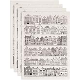 SUPERDANT 4PCS Line House Underglaze Paper Transfer Building Transfer Paper for Clay Ceramic Porcelain Under Glaze Transfers for Pottery Enamel Decals Black Underglaze Decal Papers Handcrafted Gifts