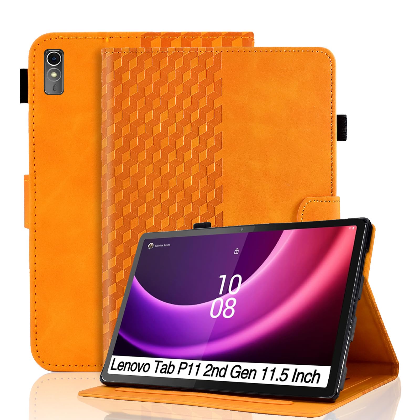 Vkooer Case for Lenovo Tab P11 2nd Gen 11,5 inch 2022 (TB350FU/TB350XU) Leather Folio Cover with Multi Angle Viewing Fit Lenovo Tab P11 Gen 2 Tablet, Orange