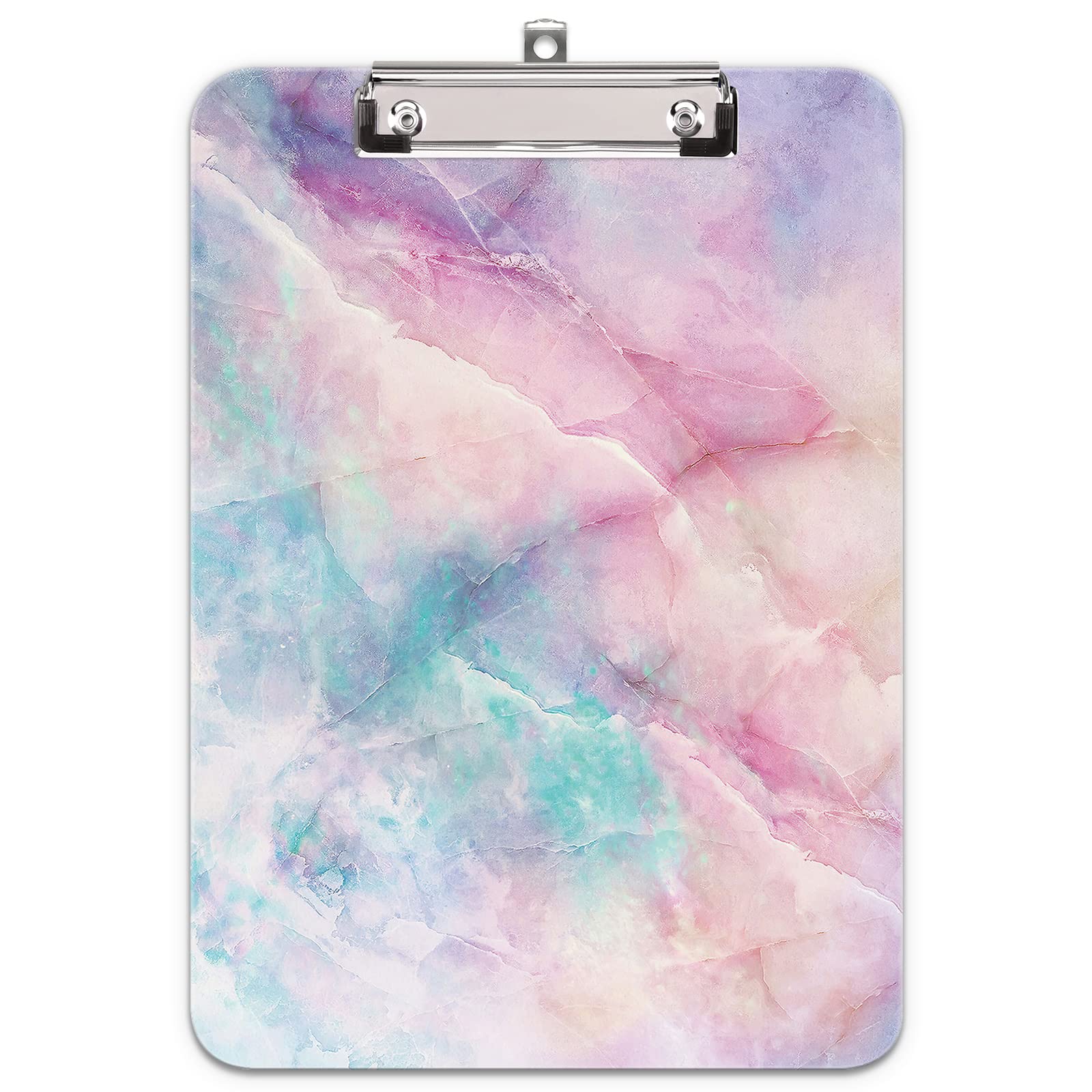 Hnogri Plastic Clipboard A4, Fashion Design A4 Letter Size Clipboards & Forms Holders for Office Supplies Lawyers,School Students and Kids, Low Profile Clip Cute Clipboard Folder, Dream Marble