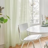 Deconovo Matcha Green Net Curtains Eyelet Voile 2 Panels 55 x 96 Inch view 2