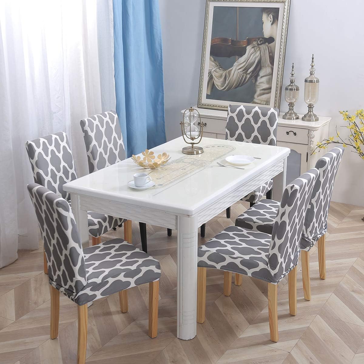 KELUINA Stretch XL Chair Covers for Dining Chairs 2/4/6 Pcs Chair Protective Slipcover,Elastic Chair Protector Seat Covers for Dining Room Wedding Banquet Party Decoration (Gray,4 Pack) - Image 4