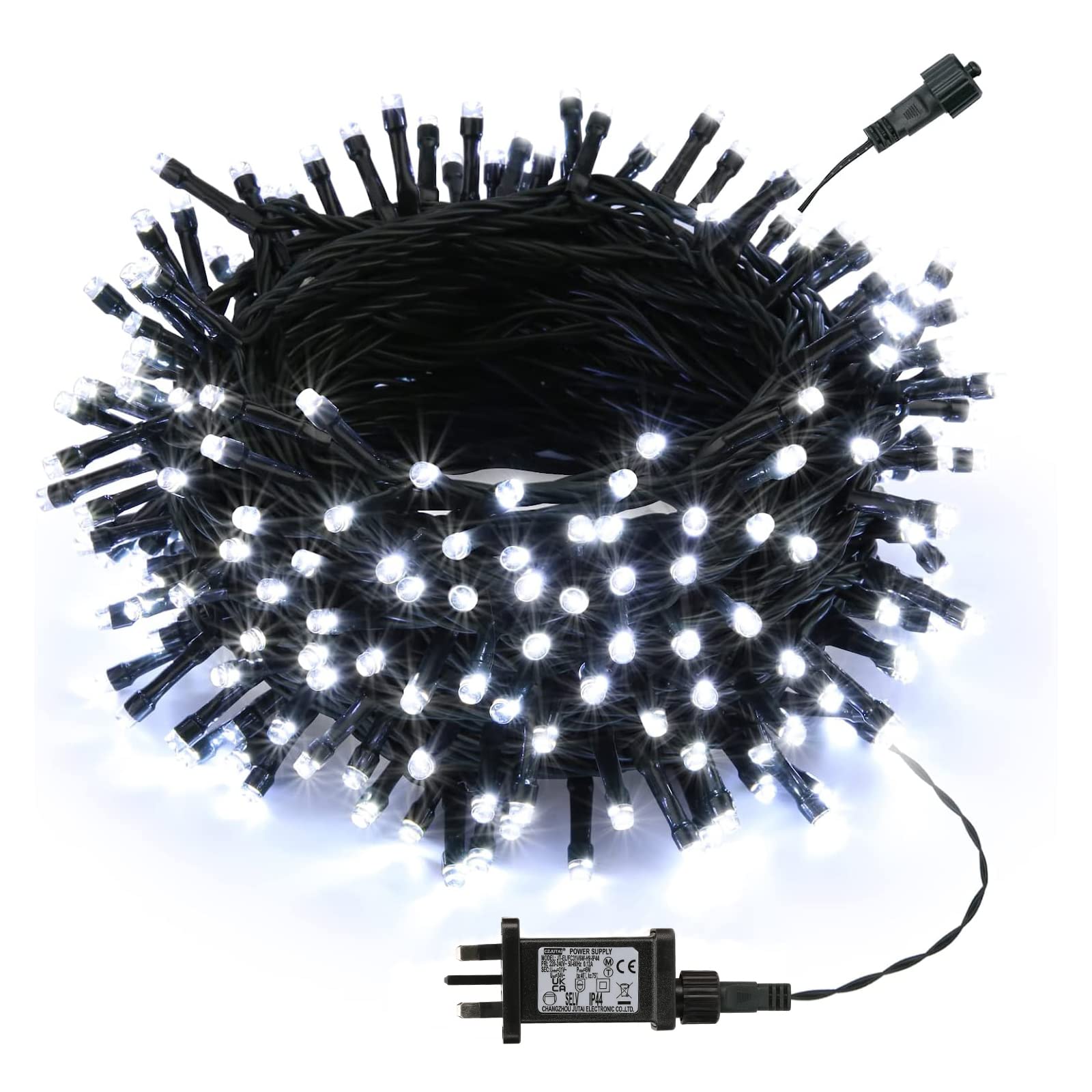 Joomer Christmas Lights Outdoor, 20M 200LED Christmas Tree Lights Mains Powered with Timer, 8 Modes White Fairy Lights Waterproof for Halloween Outside Window Garden Indoor Xmas Party Decorations