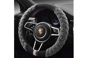 HAOKAY Luxury Fluffy Winter Steering Wheel Cover for Men Women,Soft Warm Short Plush Steering Wheel Cover Gray Fuzzy with Uni