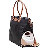 Sarah Wells Abby Breast Pump Tote with Real Leather Straps – Stylish Pumping Bag with Insulated Pockets, Laptop Storage & Easy-Clean Interior – Professional Breast Pump Bag for Work & Travel (Black)