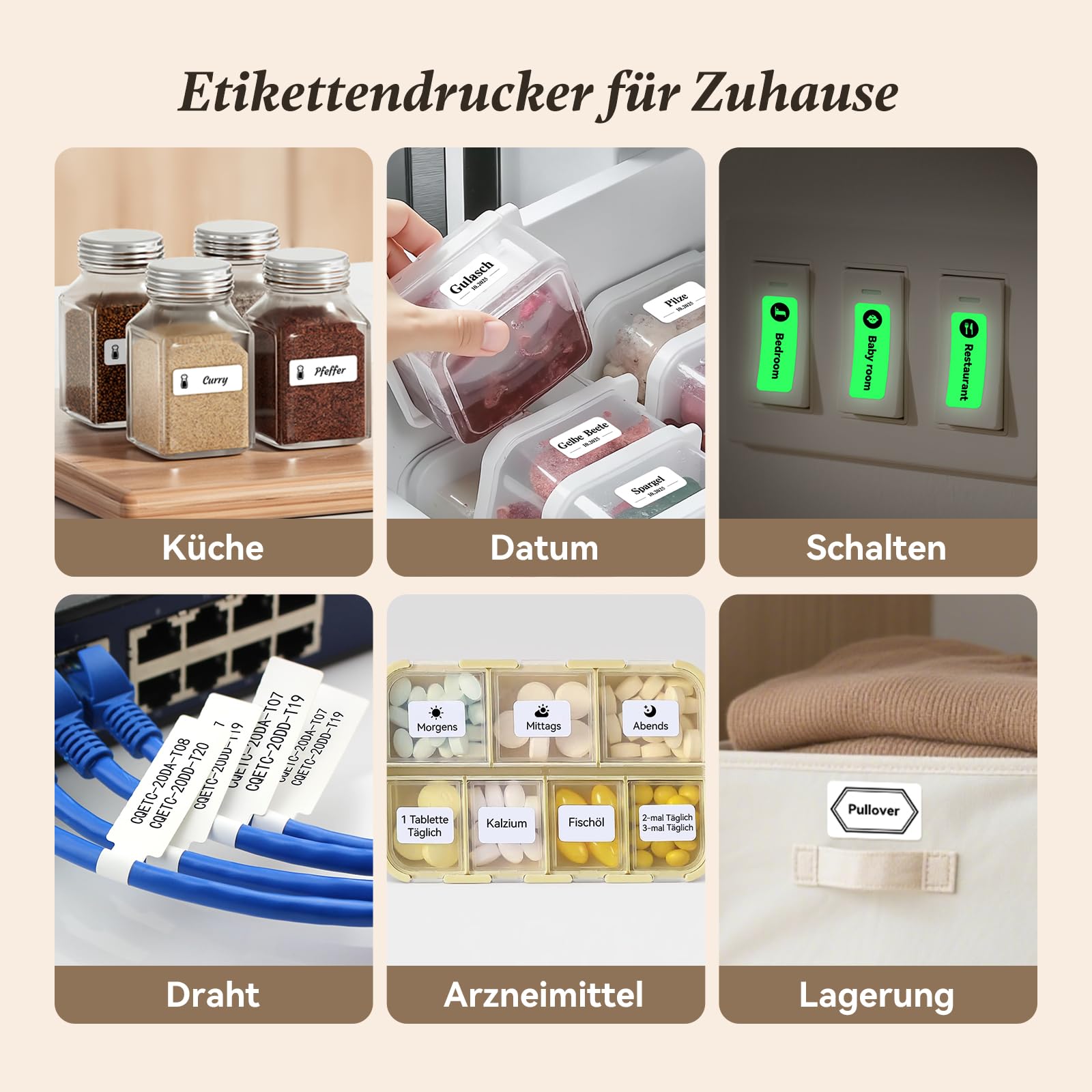 NIIMBOT Namensaufkleber Etikettendrucker, D110 Bluetooth Etikettiergerät, mit wasserdichte Etiketten 155 Stück/Rolle, Für Zuhause Büro Schule Kindergarten, Weiß 4
