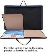 Becko US Jigsaw Puzzle Board 1000 Piece Portable Storage Case Non-Slip Khaki view 6