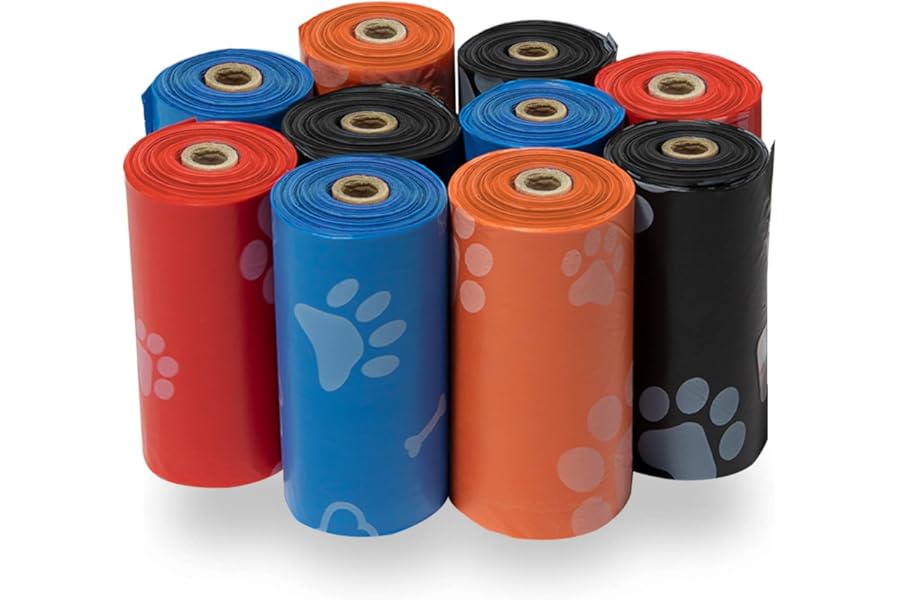 Best Pet Supplies Dog Poop Bags for Waste Refuse Cleanup, Doggy Roll Replacements for Outdoor Puppy Walking and Travel, Leak Proof and Tear Resistant, Thick Plastic - Assorted, 150 Bags