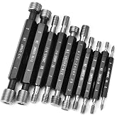 10Pcs Thread Plug Gage Nut Bolt Thread Checker Double End Through Stop Measurement Hand Tool (Imperial Thread)