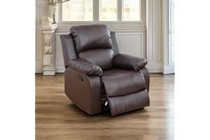 A Ainehome Living Room Furniture Set Leather Recliner Sofa Set Loveseat Chair Furniture Sofa Set for Living Room/Small Space/Rv/House/Office/Theater Seating (A-Brown Leather, Chair)