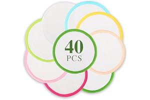 XSEINO Reusable Makeup Remover Pads(40 Pack) with Washable Natural Bamboo Fiber Material,Natural Bamboo Cotton Pad,for All Skin Types