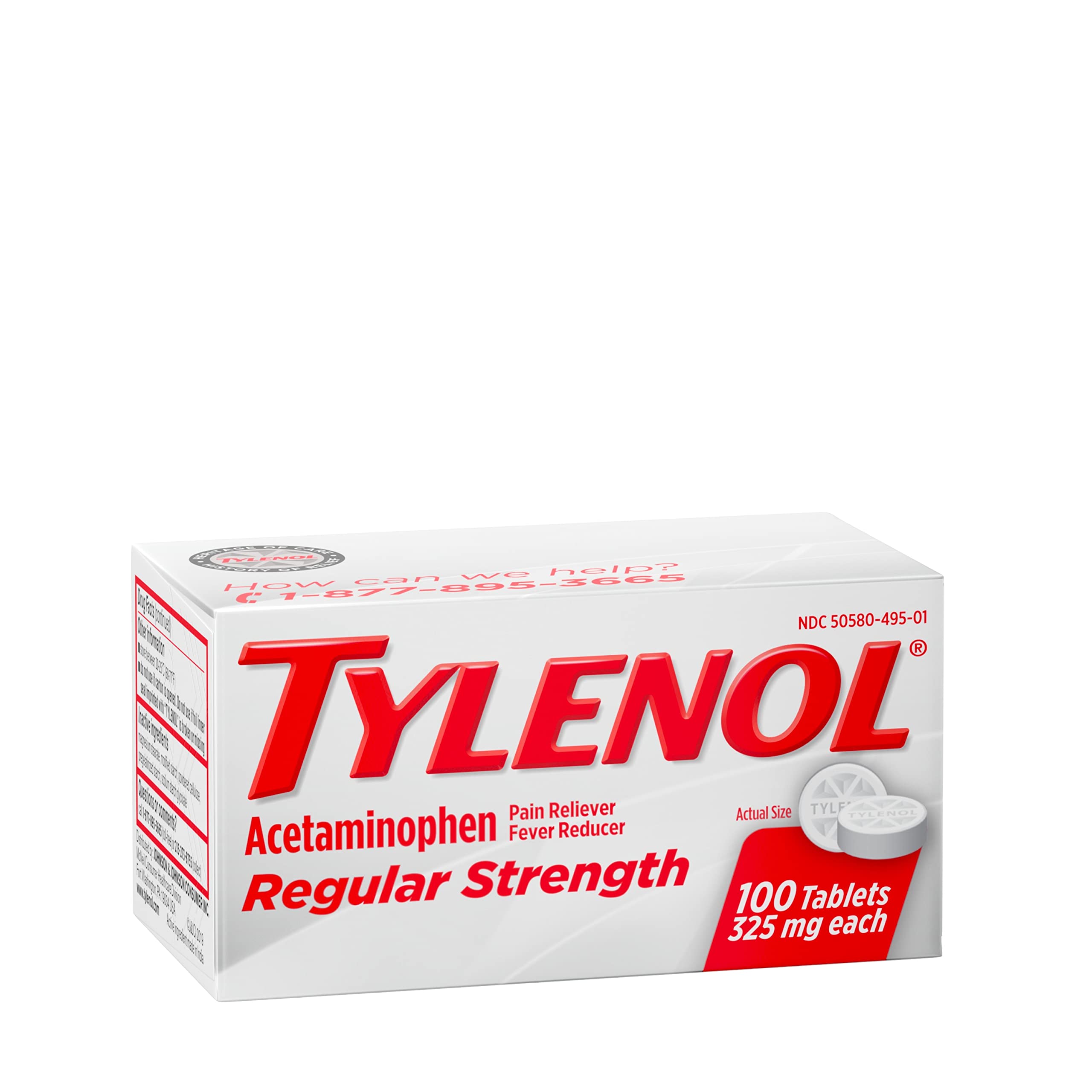 Tylenol Regular Strength Tablets with 325 mg of Acetaminophen, Fever Reducer & Pain Reliever for Headache, Backache, Muscle Aches, Joint Pain & Menstrual Cramps, 100 ct