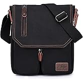 Kasqo Small Messenger Bag for Men, Vintage Canvas Crossbody Shoulder Bags for Women, Anti-Theft Purse for Travel Work