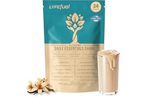 LyfeFuel All-in-One Essentials Nutrition Shake | Complete Meal Replacement Powder | 50+ Superfood Blend, 18g Plant- Based Protein - Vanilla, 24 Servings