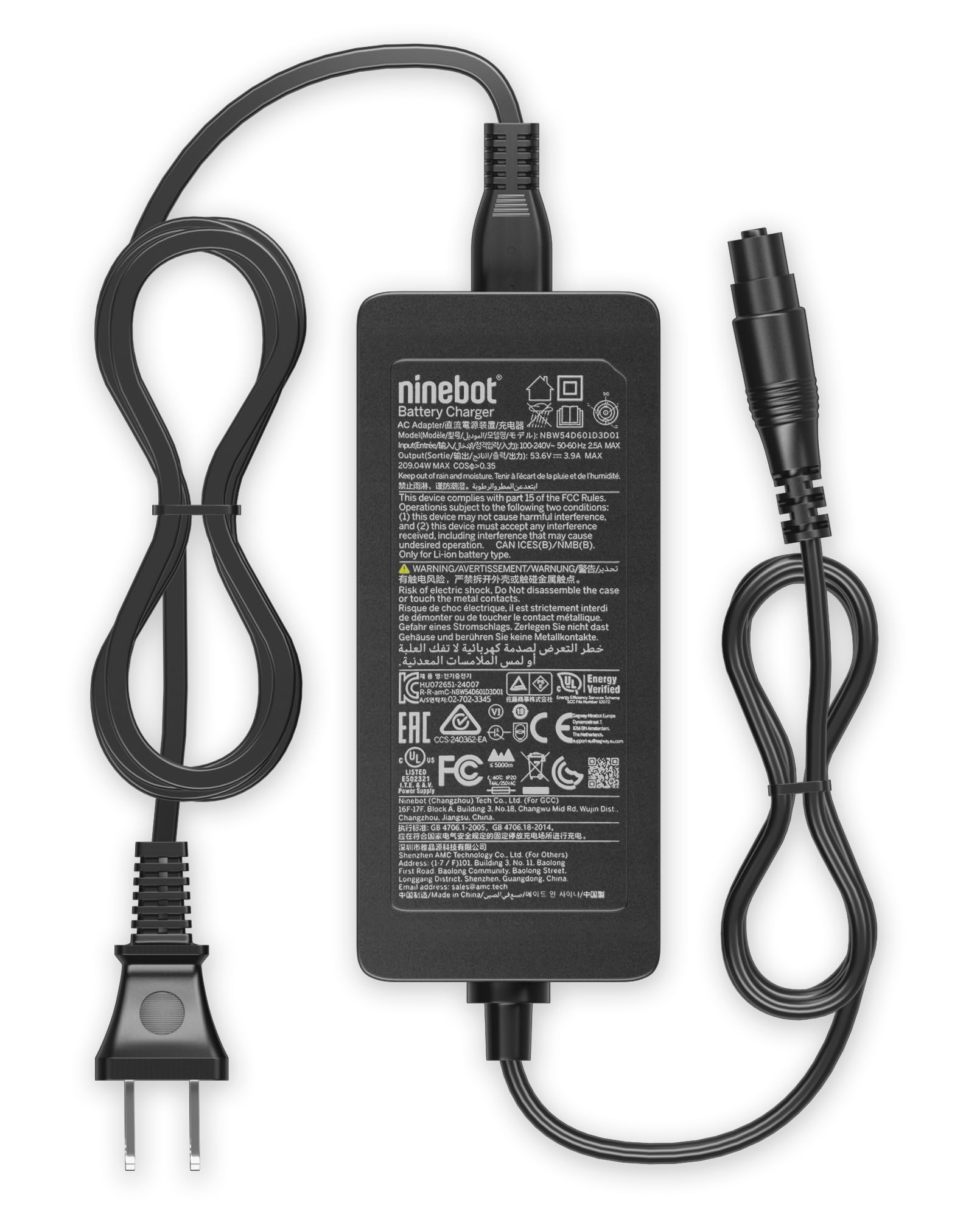 Photo 1 of UL&CE Listed 53.6V 3.9A Fast Charger Power Adapter Compatible with Segway Ninebot MAX G3, F3, F3 Pro, GT3, ZT3 Pro for 48V Lithium Battery Power Supply Original Charger Replacement