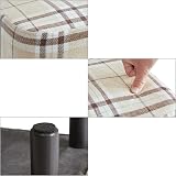YMYNY 42cm Footstool Rectangle Ottoman with Wooden Legs Linen Fabric view 7