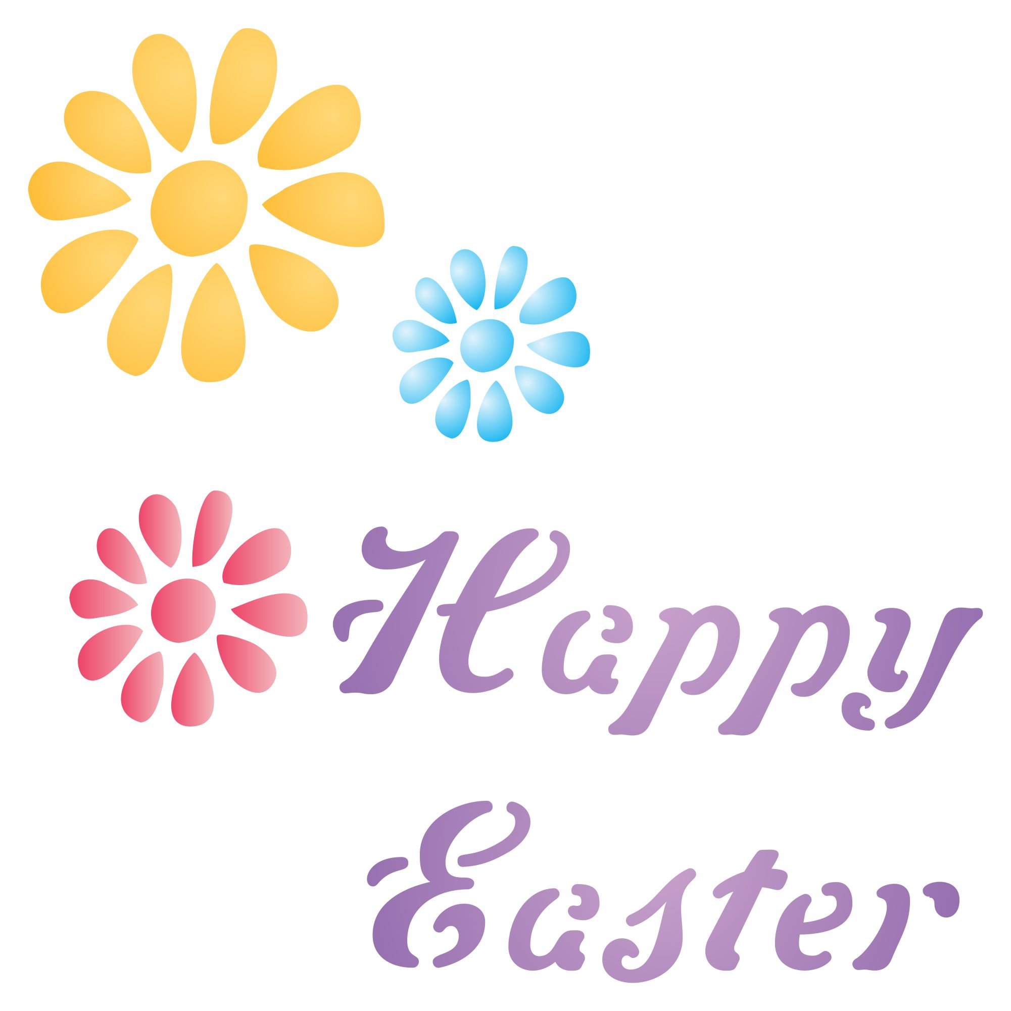 Easter Card Stencil - 8.25 x 8.25cm - Reusable Flowers Happy Easter Wall Stencil Template