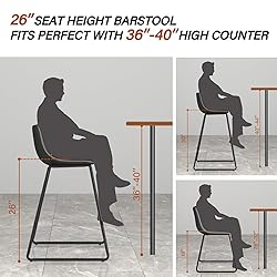 HeuGah Bar Stools Set of 3, 26 Inch Counter Height