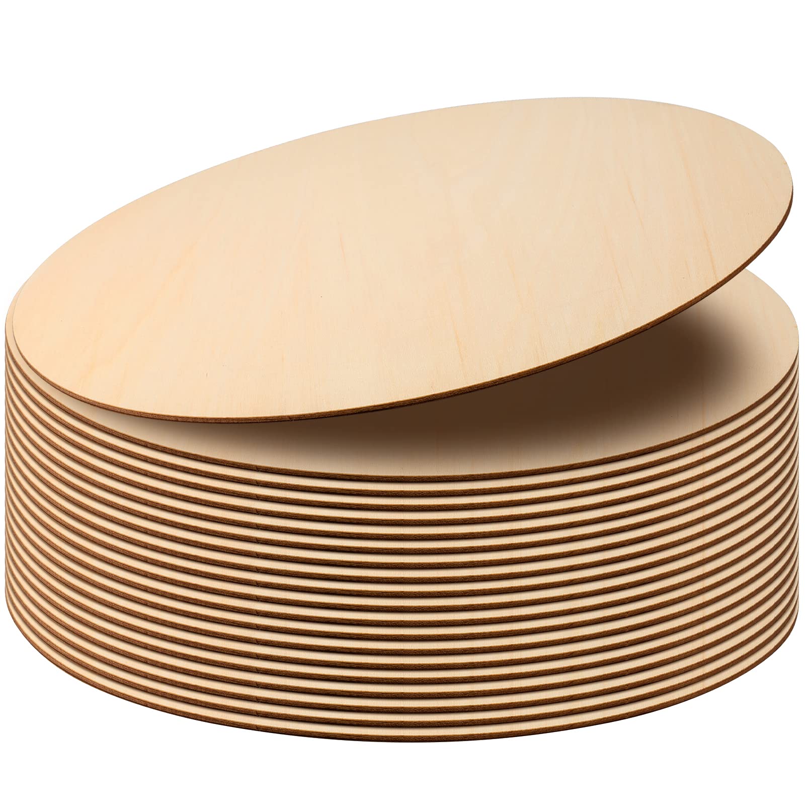 MANCHAP 20 Pcs 30cm/12 Inch Craft Wooden Circles, 3mm Thick Unfinished Round Wood Blank Wooden Discs for Pyrography, Painting, DIY