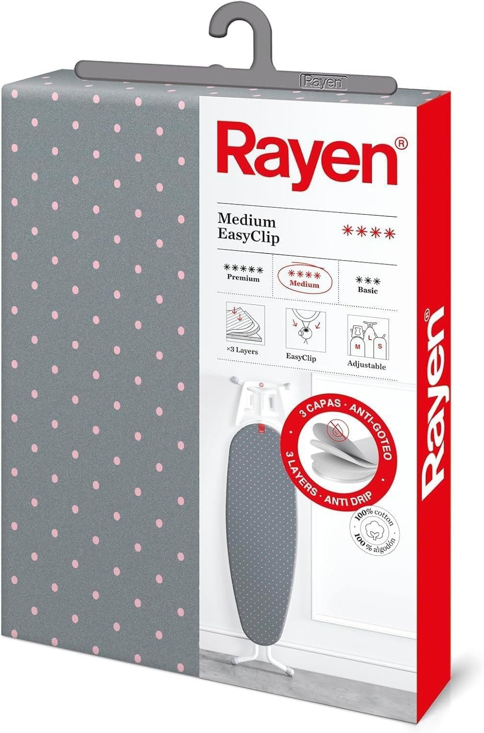 Rayen | Universal ironing board cover (easy-to-fit padded ironing board cover with EasyClip system) Rayen Medium range |
