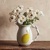 DIF Deco Vintage Lemon Ceramic Vase, Ice Glazed Crack Farmhouse Pitcher Vase for Shelf, Centerpiece Table,Room,Bathroom,Bedroom,Living Room,Office Decorations(6.4 inch)