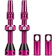 BWSHLF Tubeless Presta Valve Stem 40/44/55/60/65/80/100 mm, Super Light Alloy Presta Valve Stem Kit with Valve Core Remover Tool and Valve Stem Caps - Multiple Color and Size Options(Pair)