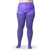 Silky Toes Womens Plus Size Striped Costume Tights Bold Colored Stockings