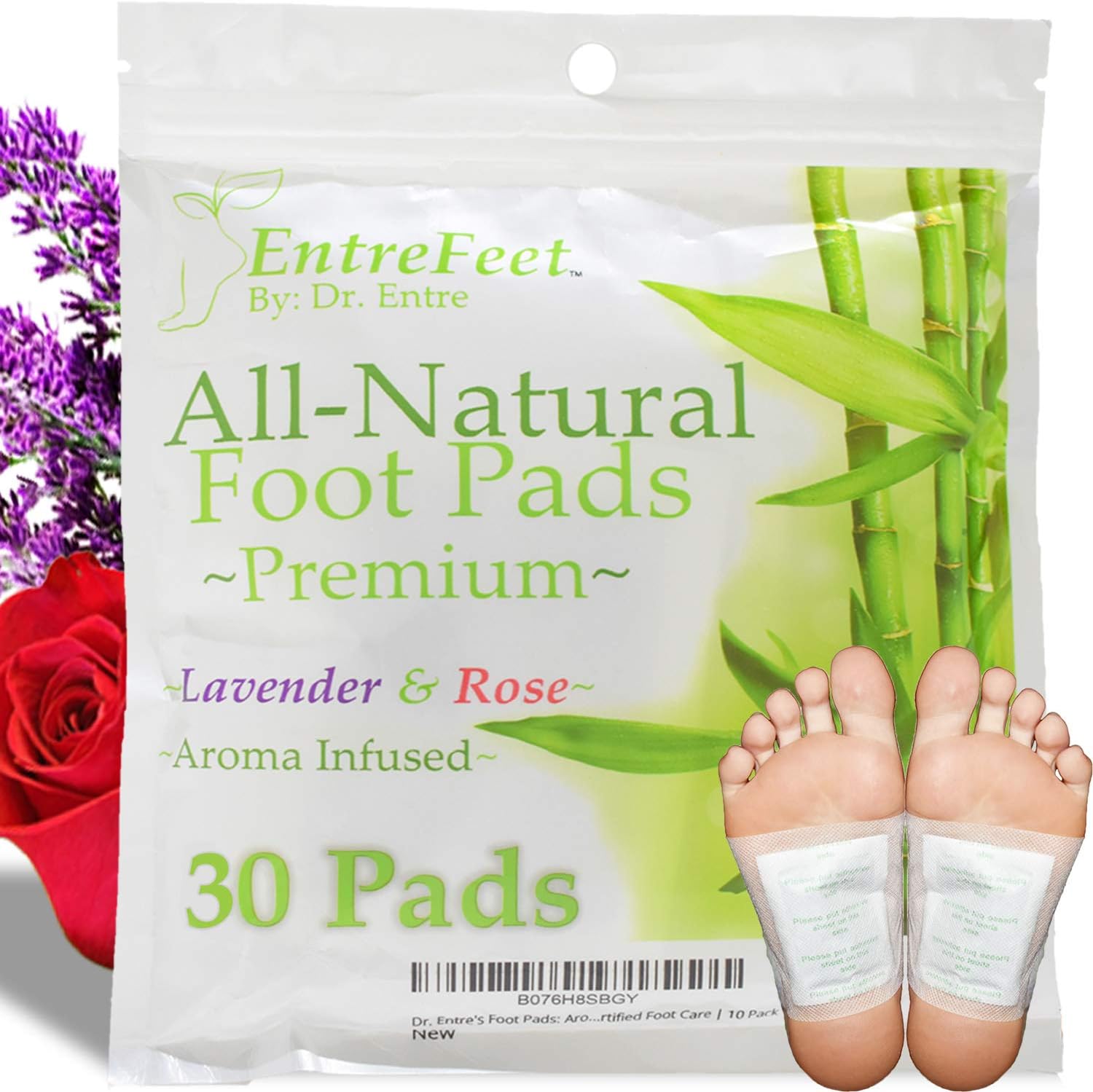 Dr. Entre's Foot Pads: Premium 100% Organic All Natural Ingredients for Impurity Removal, Pain Relief, Sleep Aid, and Relaxation | Aroma Infused Cleanse Patch | Easy & Effective | 90 Count