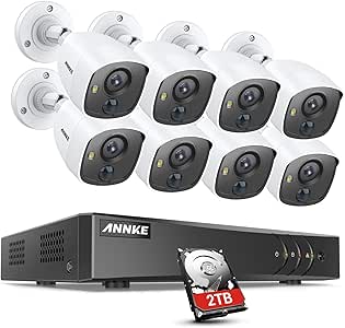 ANNKE Kit Sistema de Seguridad 8CH DVR 3MP 5-en-1 H.265+ con 8 Cámaras