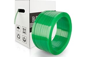 DJSUNPACKING Packaging Strapping Banding Roll，5/8" x 850' Polyester (PET) Strapping Roll， 1400 lbs Break Strength, Rust-Resistant with Self Dispensing Box Kit