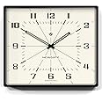 NEWGATE Box Office Silent Sweep Wall Clock - No Tick Noise - Arabic Numerals - Rectangular - Kitchen - Mid-Century Modern - Retro Dial (Black & Cream)