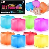 Stress Cube Fidget Ice Cube Stress Balls, 8 Pcs Stress Balls for Kids, Fidget Toys Adults Stress Relief Squeeze Ball, Square Shape Hand Exercise Ball, Sensory Toys for Autistic (Gel Sugar Cube 8Pack)