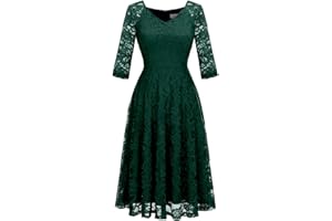 Dressystar Womens Long-Sleeve A-Line Lace Homecoming Bridesmaid Midi Dress Wedding Guest Formal Party Dresses 2024 Prom Gown