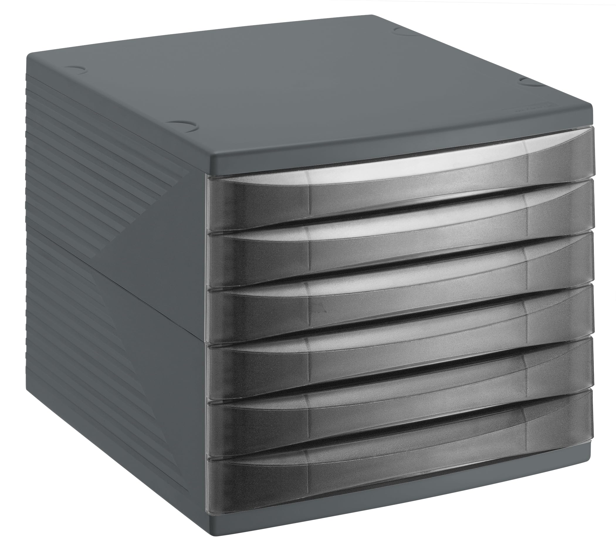 Rotho, Quadra, Drawer box / office box with 6 drawers, Plastic (PS) BPA-free, black, 36,5 x 28,0 x 25,0 cm