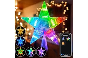 7" Smart Christmas Tree Topper Star, APP and Remote Control, 10 LEDs RGB Lighted Tree Top, DIY 16 Million Colors, Music Sync,