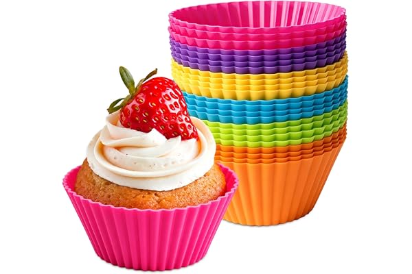 Silicone Cupcake Liners, DILISS Reusable Silicone Baking Cups Nonstick Muffin Molds for Cake Balls, Muffins, Cupcakes and Can
