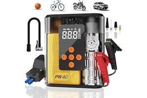 TIGOOLA Jump Starter with Air Compressor, 4000A Peak Car Battery Charger, 200 PSI Tire Inflator, Heavy Duty Power Pack for Up to 9.0L Gas, 8.0L Diesel Engines, LED Light, USB Ports, Emergency Road Kit