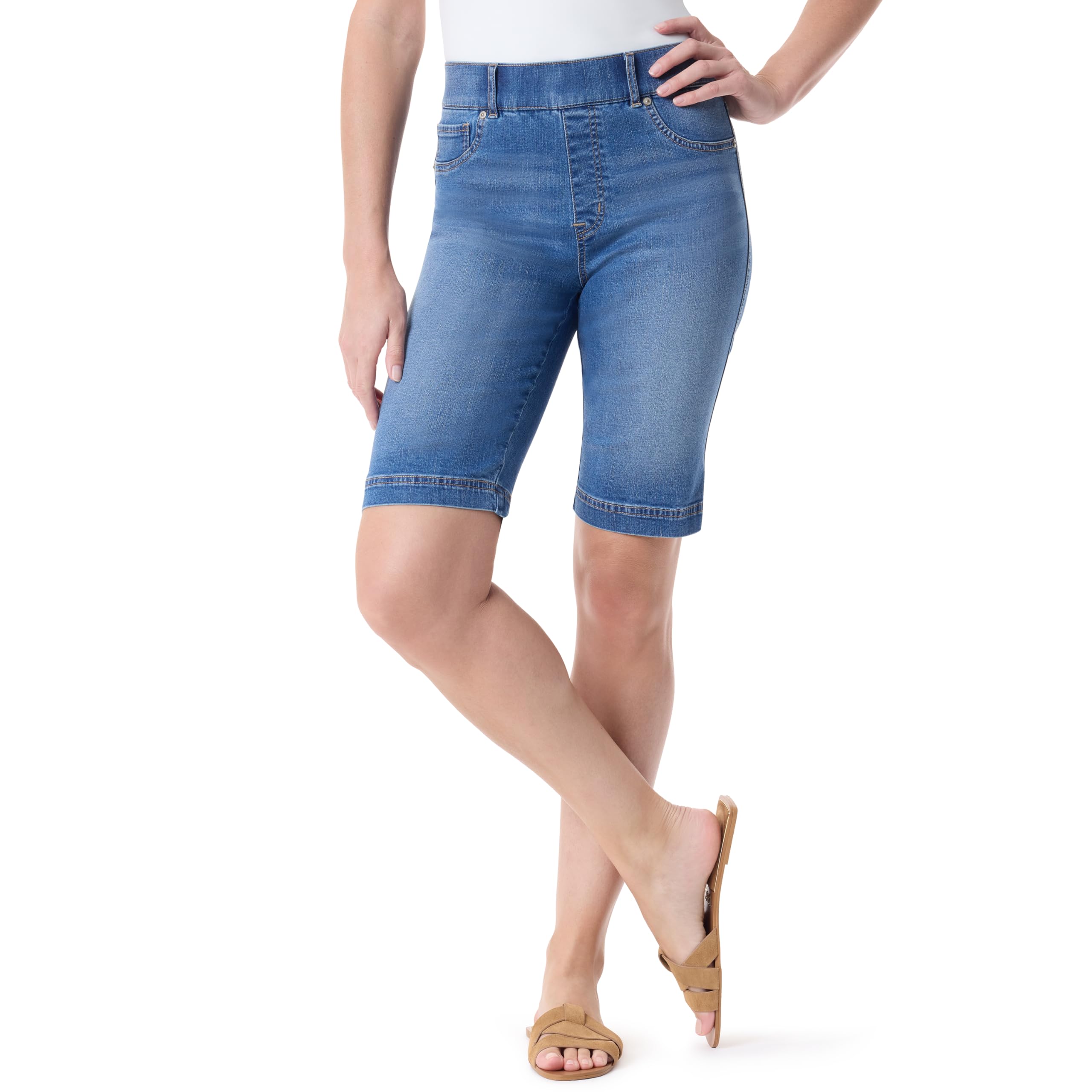 Gloria Vanderbilt Women’s Shape Effect Pull On Bermuda High Rise Short Standard, Andorra Whiskers