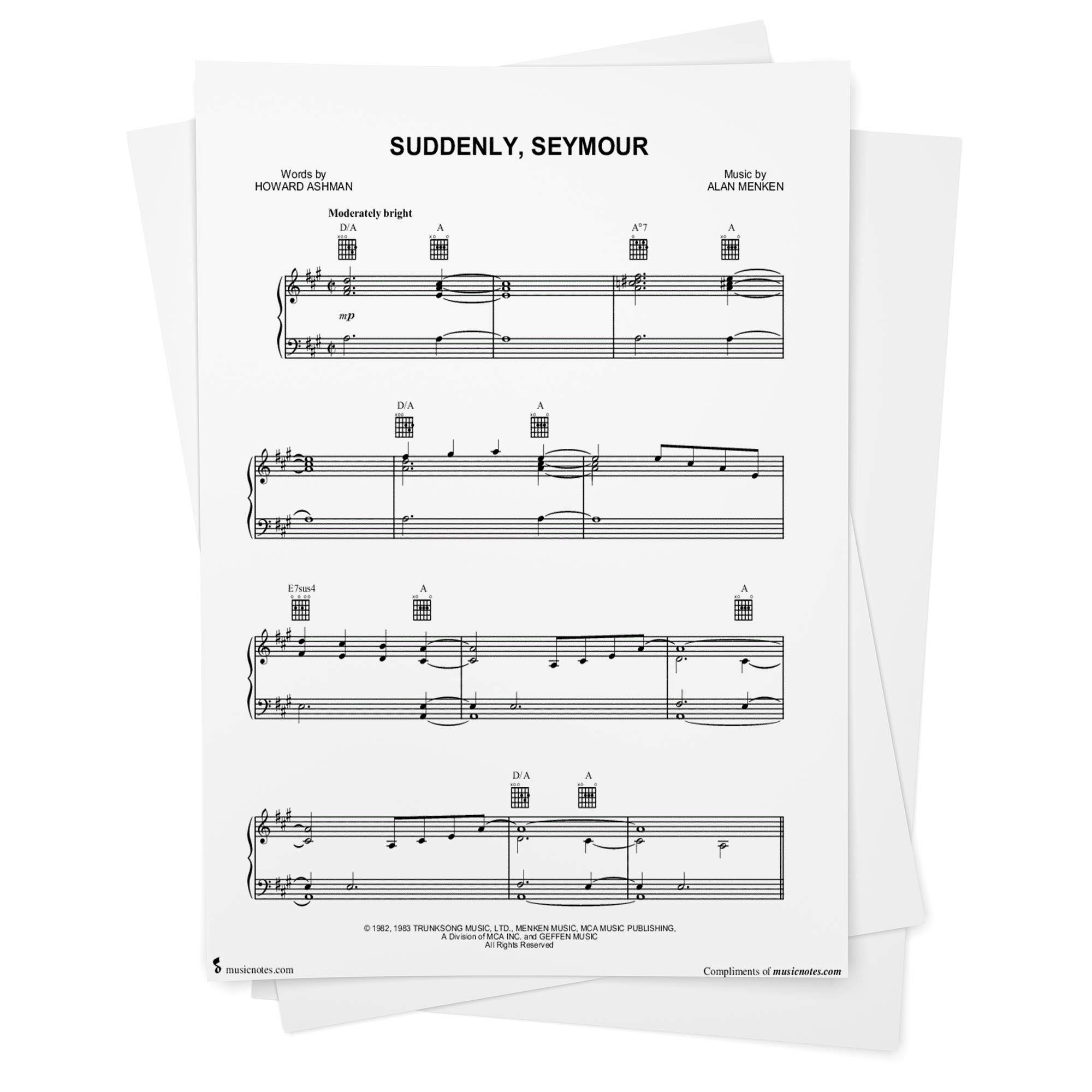 Suddenly Seymour Sheet Music From Little Shop Of Horrors Piano Vocal Guitar From Musicnotes Rick Moranis Little Shop Of Horrors Alan Menken Amazon Com Books