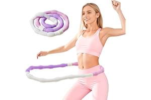 FIRRLUCO Weighted Hula Hoop, Soft Spring Hula Hoops for Adults Weight Loss, 3.3lb Foldable Hula Hoops for Women Man, Waist Friendly Design,Portable Slimming Exercise Equipment for Home Workout