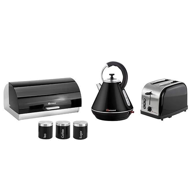 Matching Kitchen Set of Three items Kettle, Bread Bin and Canisters