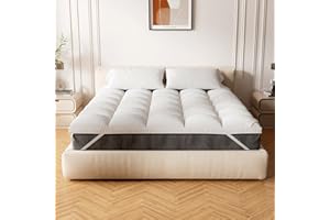 D & G THE DUCK AND GOOSE CO Extra Thick Fitted Mattress Topper - King Size | Soft & Cooling Pillow Top Mattress Pad & Protector | Bed Topper for Back Pain, Straps Stretch 6" to 22" Deep