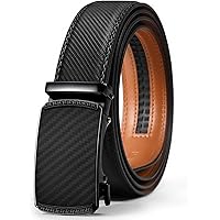 Hihawk Men's Ratchet Belt with Slide Buckle, Genuine Leather