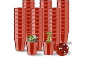 200 Pack Mini Plastic Plant Pots, 2 Inch Nursery Seedling Pots with Drainage Holes, Small Seed Starter Planter for Flower Veg